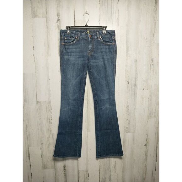 7 For All Mankind “A” Pocket Bootcut  Jeans Size 29 Distressed - Picture 1 of 9